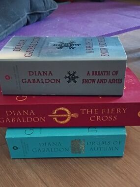 Diana Gabaldon Paperback Book Stack - Blue, Red, Teal
